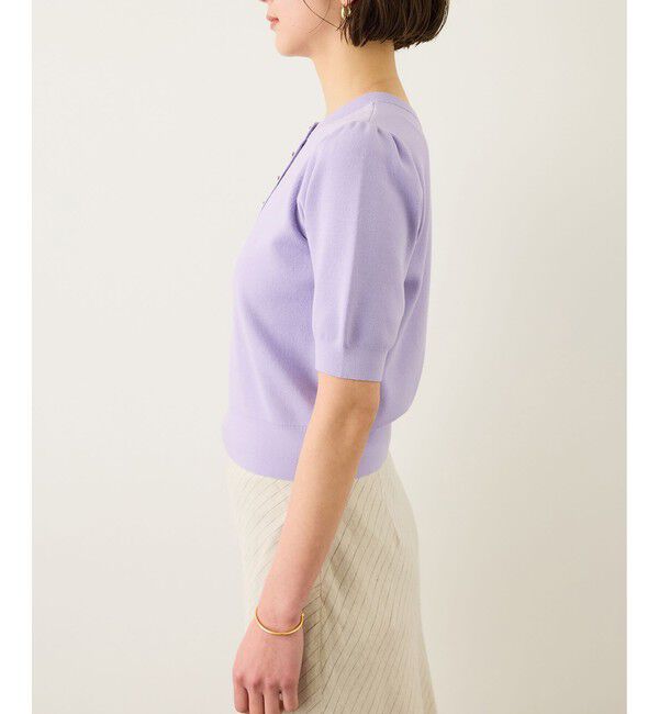 ROPE「金ボタン5分袖プルオーバー/イージーケア」|ニット・セーター|