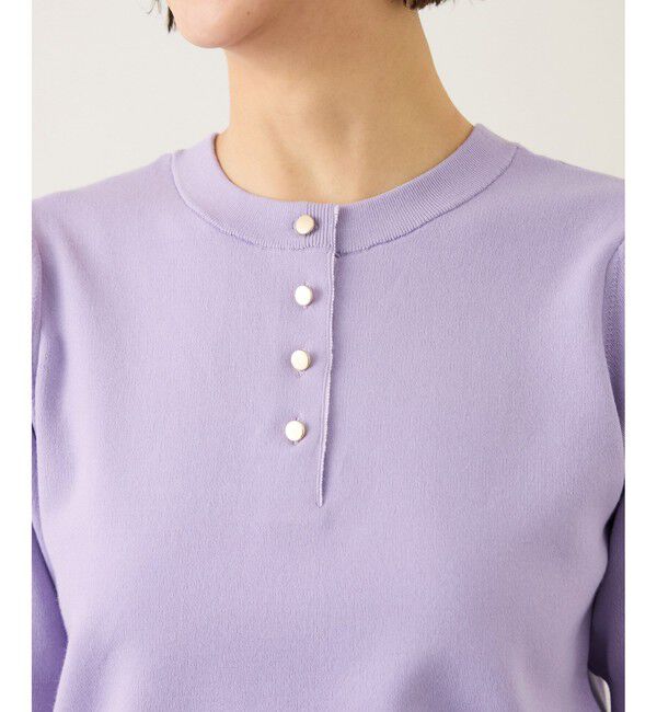 ROPE「金ボタン5分袖プルオーバー/イージーケア」|ニット・セーター|