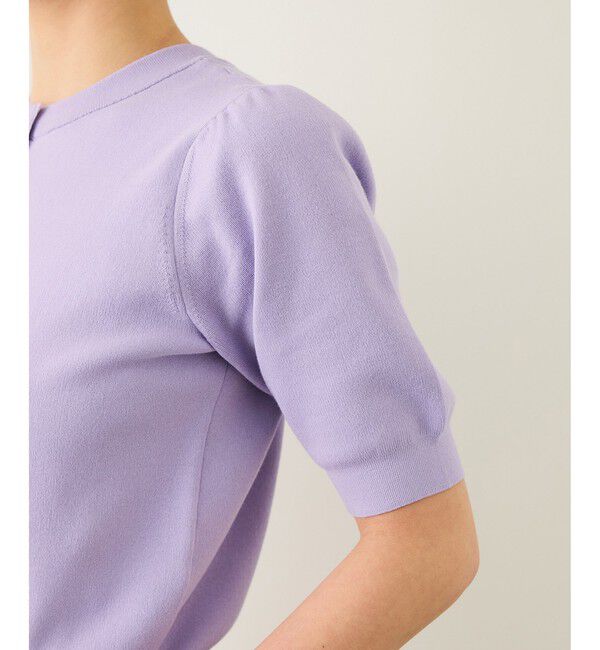 ROPE「金ボタン5分袖プルオーバー/イージーケア」|ニット・セーター|