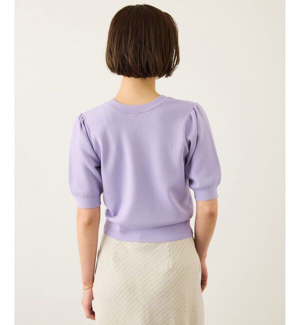 ROPE「金ボタン5分袖プルオーバー/イージーケア」|ニット・セーター|