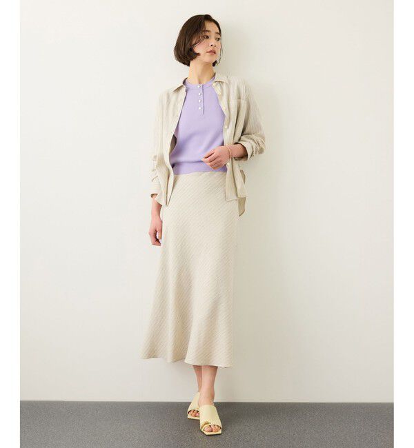 ROPE「金ボタン5分袖プルオーバー/イージーケア」|ニット・セーター|