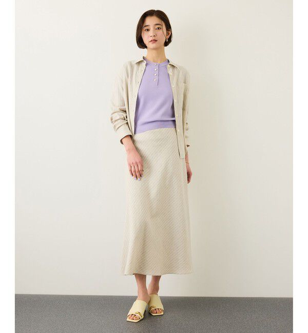 ROPE「金ボタン5分袖プルオーバー/イージーケア」|ニット・セーター|