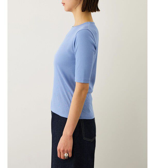 ROPE「コンフォートリブハーフスリーブカットソー(5分袖)/イージーケア・接触冷感」|Tシャツ・カットソー|