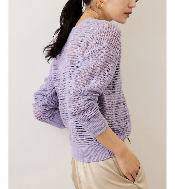 ROPE「リネン畦編みVネックニット/イージーケア」|ニット・セーター|