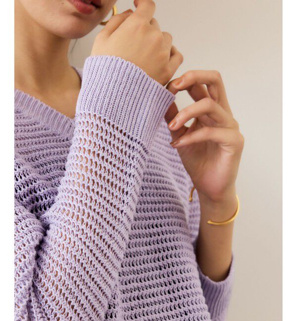 ROPE「リネン畦編みVネックニット/イージーケア」|ニット・セーター|