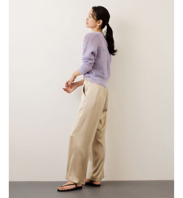 ROPE「リネン畦編みVネックニット/イージーケア」|ニット・セーター|