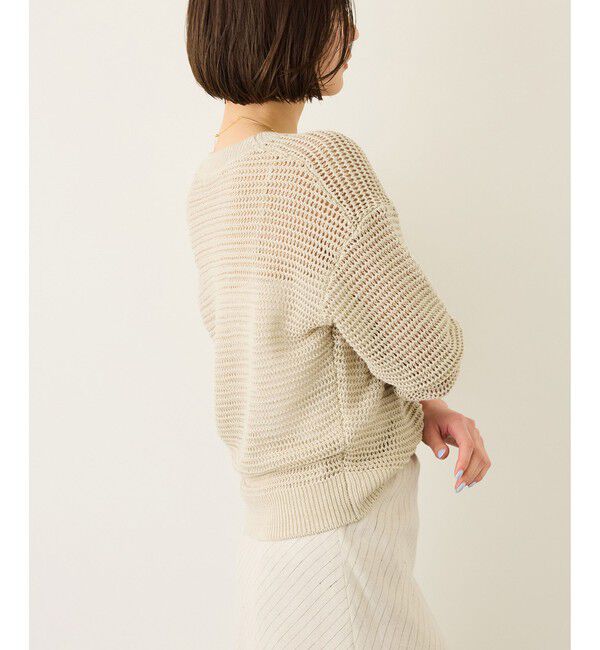 ROPE「リネン畦編みVネックニット/イージーケア」|ニット・セーター|