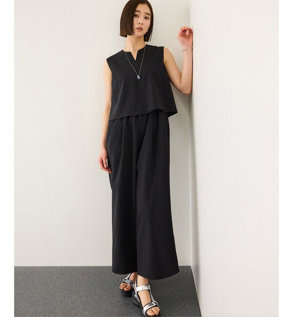 ROPE「バックオープンオールインワン/イージーケア」|オールインワン|ブラック(01)