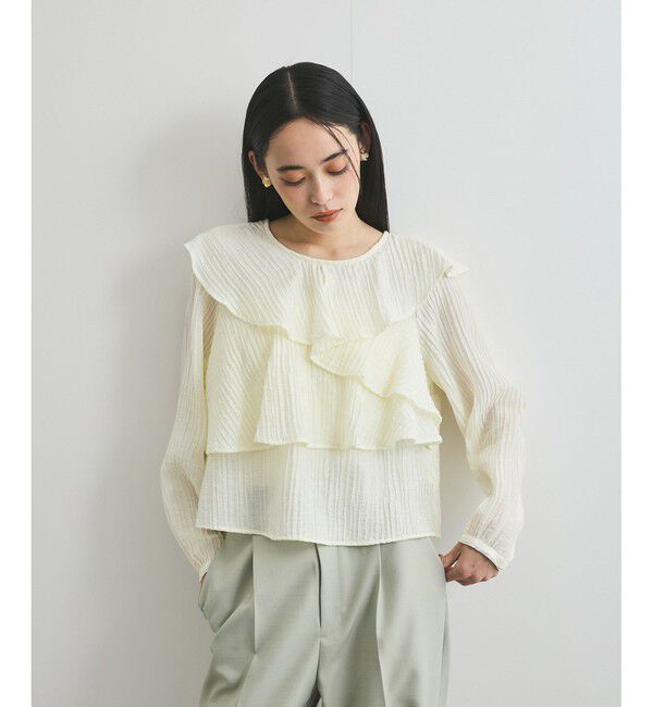 VIS「【洗える】ラッフルカラーブラウス」|シャツ・ブラウス|