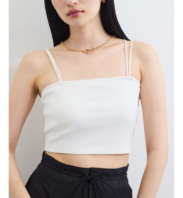 VIS「【選べる着丈】カップ付きWストラップキャミソール【洗える】」|キャミソール|オフホワイト(15)