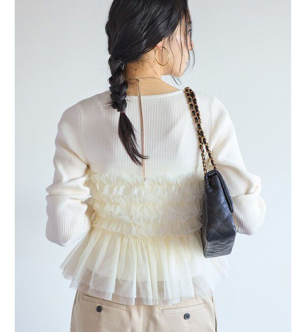 VIS「チュールフリルドッキングニット/イージーケア」|ニット・セーター|