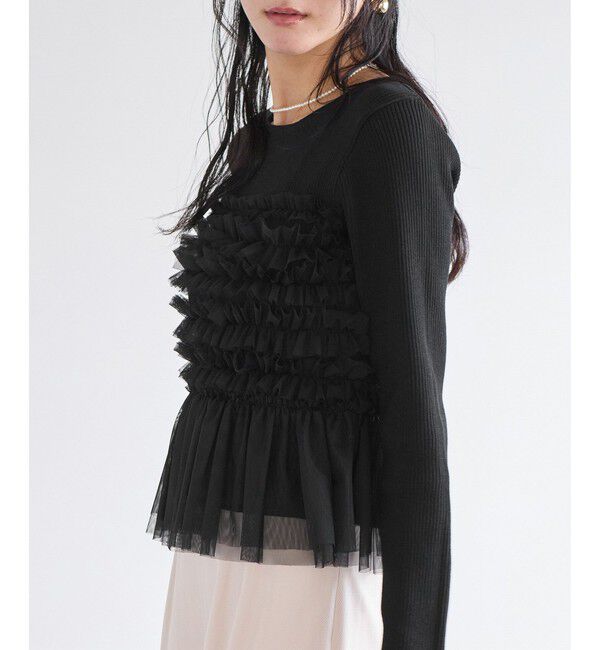 VIS「チュールフリルドッキングニット/イージーケア」|ニット・セーター|