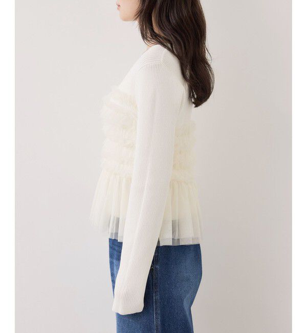 VIS「チュールフリルドッキングニット/イージーケア」|ニット・セーター|
