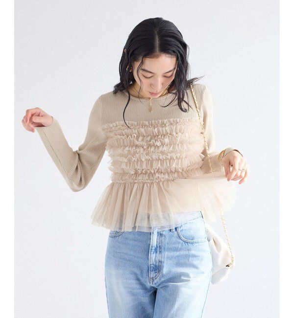 VIS「チュールフリルドッキングニット/イージーケア」|ニット・セーター|