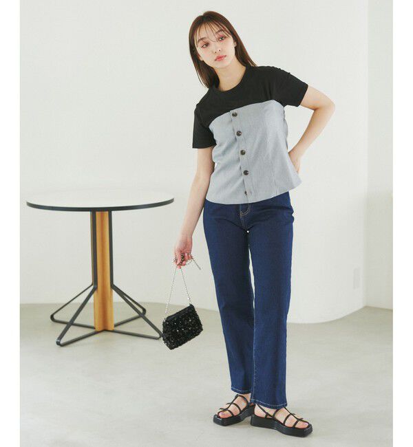 Rope&rsquo;Picnic「【ウエスト革命デニム】ウエストシェイプデニムストレートパンツ」|デニム|