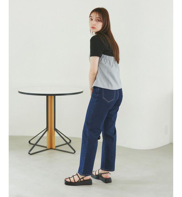 Rope&rsquo;Picnic「【ウエスト革命デニム】ウエストシェイプデニムストレートパンツ」|デニム|