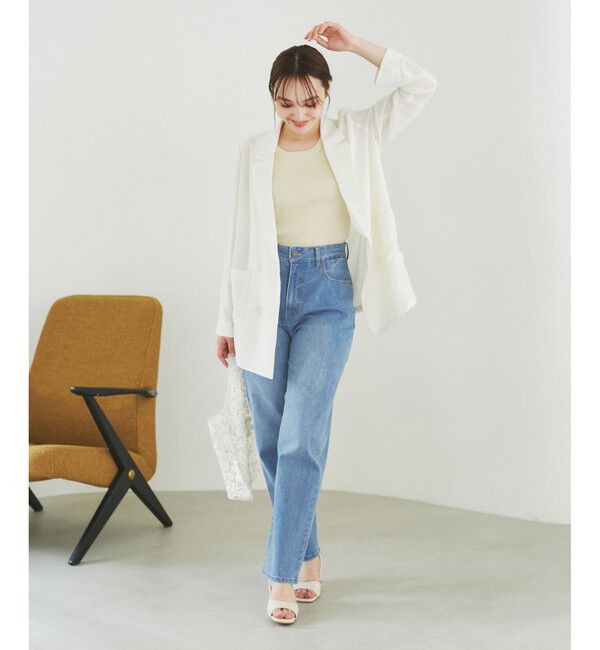 Rope&rsquo;Picnic「【ウエスト革命デニム】ウエストシェイプデニムストレートパンツ」|デニム|