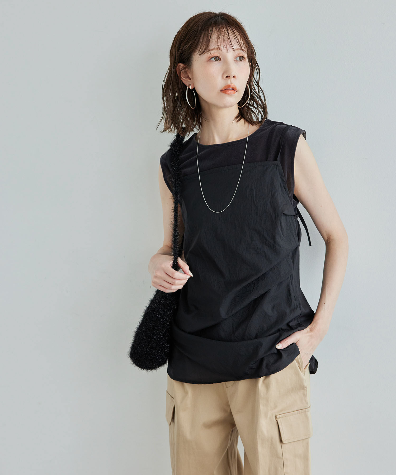 ROPE PICNIC PASSAGE「シアーミドル丈レイヤードキャミソール」|ベスト・ジレ|