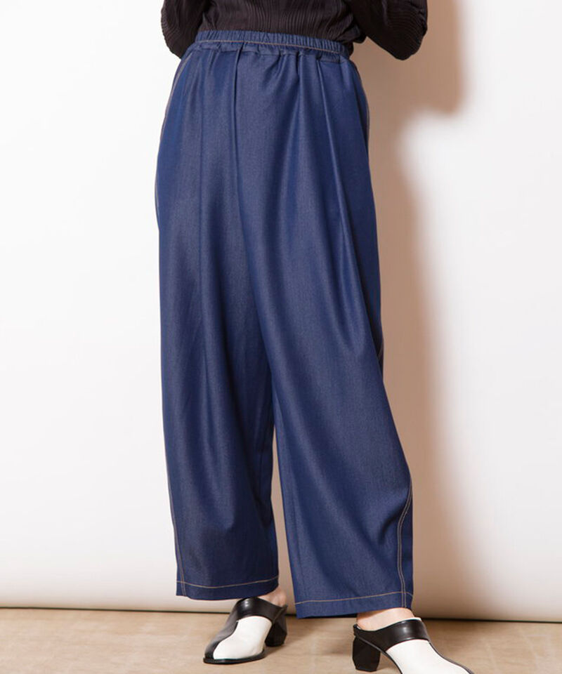  「ポリエステルデニムタックパンツ」|その他|BLUE