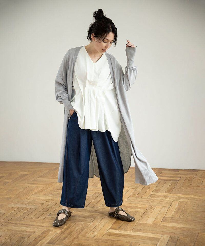  「ポリエステルデニムタックパンツ」|その他|