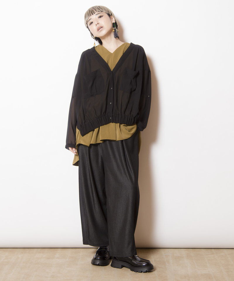  「ポリエステルデニムタックパンツ」|その他|