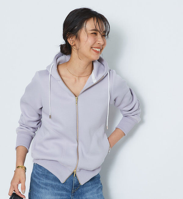  「【WEB限定/キレイめ上品】スポンジダンボールZIPパーカーカットソー」|パーカー|