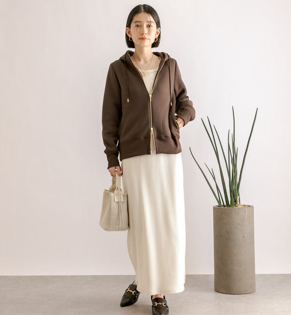  「【WEB限定/キレイめ上品】スポンジダンボールZIPパーカーカットソー」|パーカー|