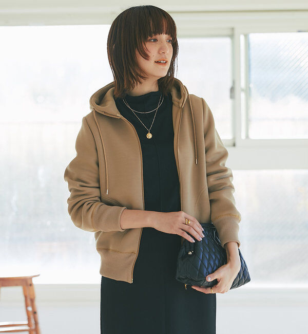  「【WEB限定/キレイめ上品】スポンジダンボールZIPパーカーカットソー」|パーカー|