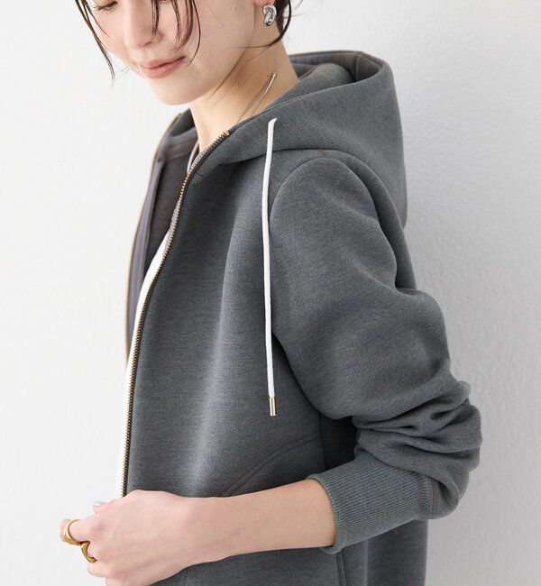  「【WEB限定/キレイめ上品】スポンジダンボールZIPパーカーカットソー」|パーカー|