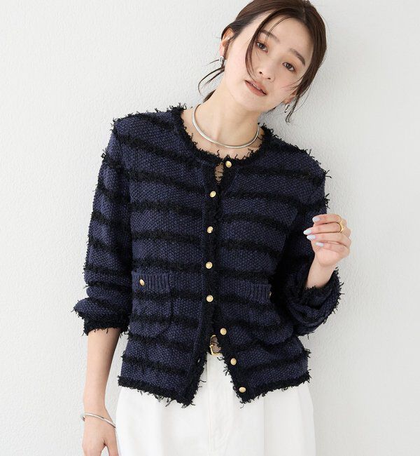 「【上品見え】ツイードショートカーディガン」|カーディガン|