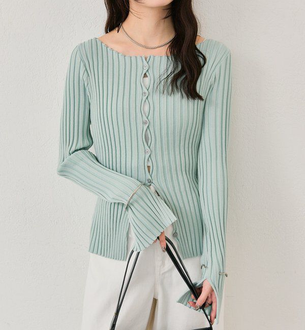  「ラウンドスリットリブカーディガン」|カーディガン|