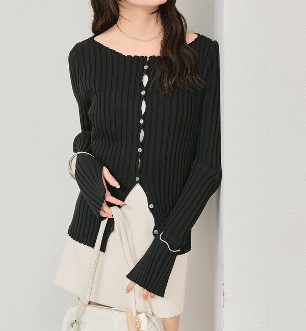  「ラウンドスリットリブカーディガン」|カーディガン|
