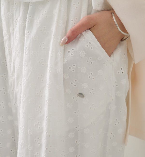  「コットン刺繍ドロストパンツ」|チノ|