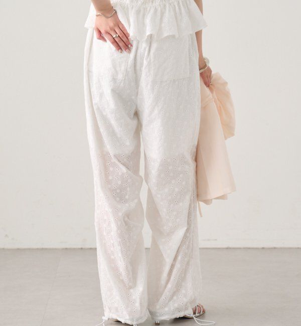  「コットン刺繍ドロストパンツ」|チノ|