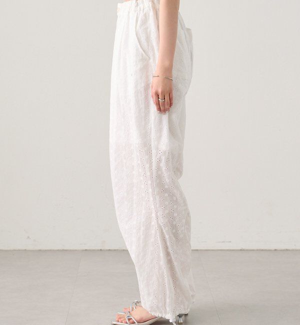  「コットン刺繍ドロストパンツ」|チノ|