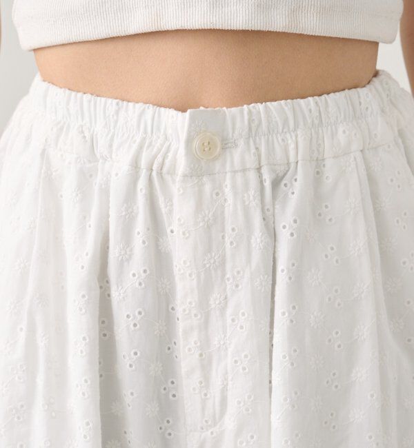  「コットン刺繍ドロストパンツ」|チノ|