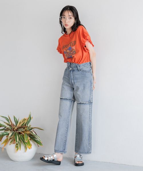 LOWRYS FARM「ＣＯＮＥ／アシメデニムパンツ」|デニム|