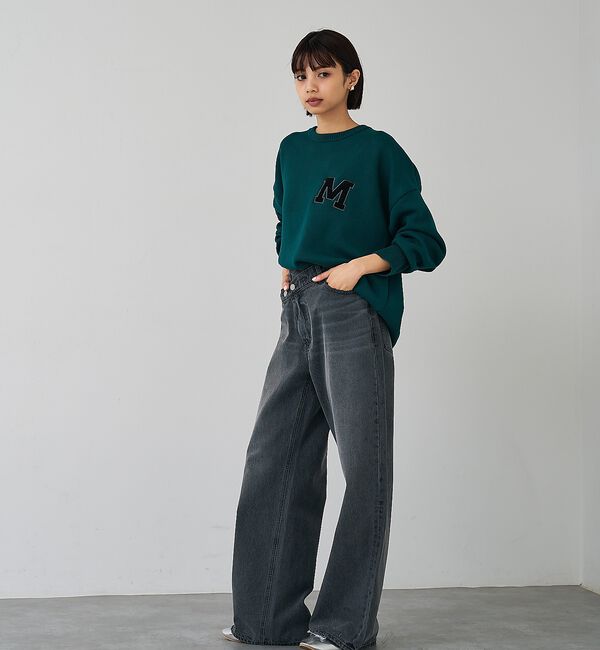 abahouse mavie「スウェットライク刺繍ニット」|ニット・セーター|