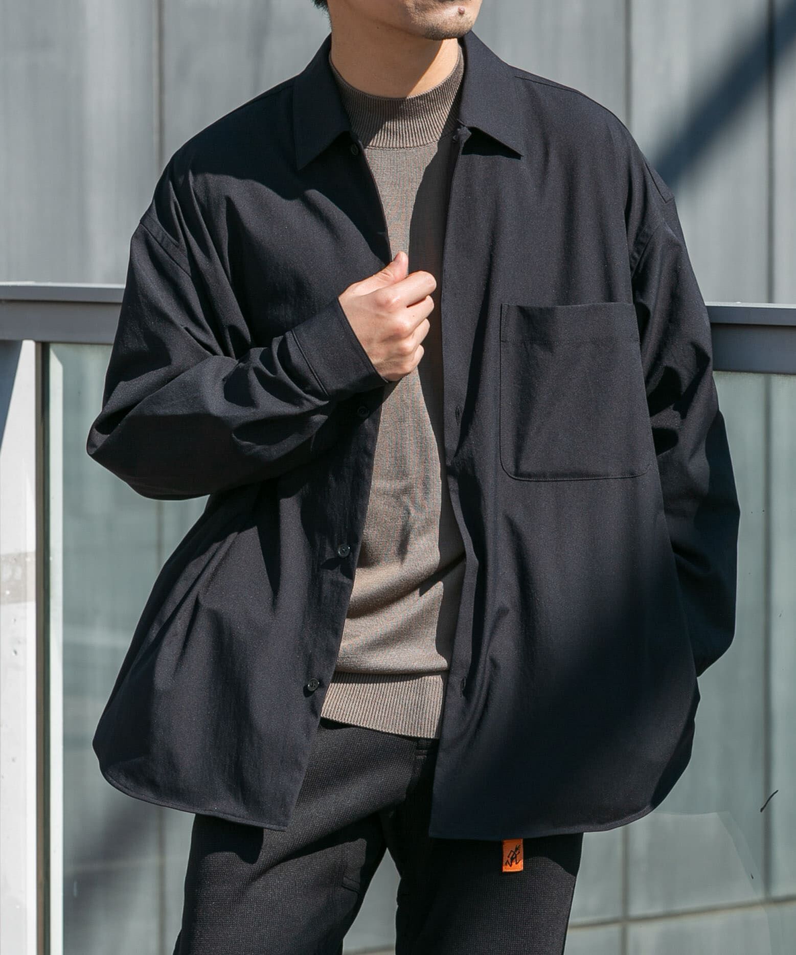 URBAN RESEARCH ROSSO「『セットアップ対応』MARUI ORIMONO　3H DryFabricストレッチシャツジャケット」|ノーカラーコート|ブラック