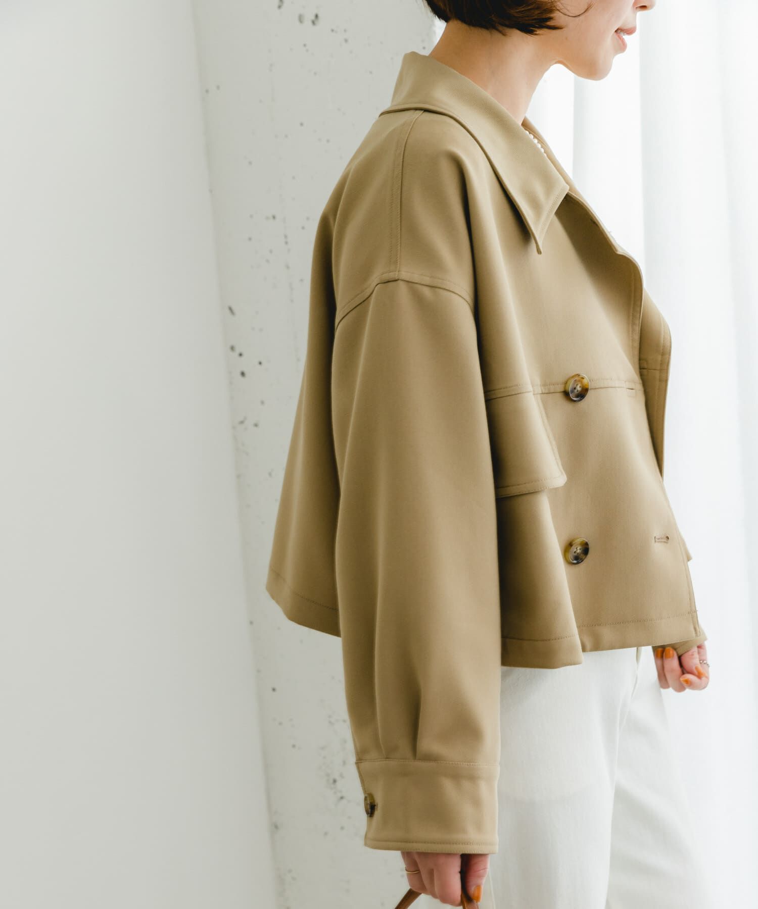 URBAN RESEARCH ROSSO「F by ROSSO　ビッグカラーダブルショートコート」|ノーカラーコート|