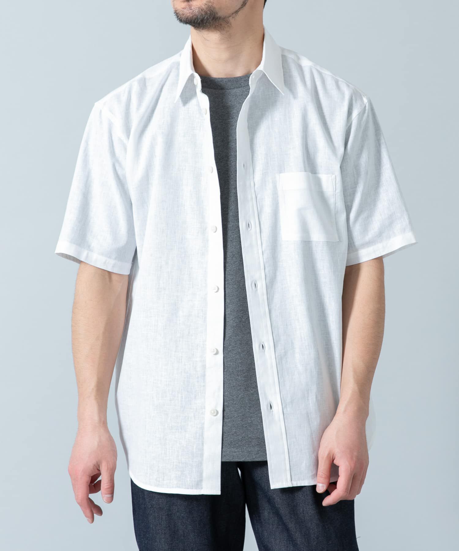 URBAN RESEARCH ROSSO「『XLサイズあり』リラックスコットンリネンレギュラーカラー半袖シャツ」|シャツ・ブラウス|