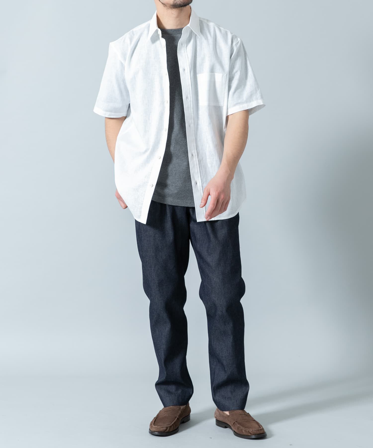 URBAN RESEARCH ROSSO「『XLサイズあり』リラックスコットンリネンレギュラーカラー半袖シャツ」|シャツ・ブラウス|