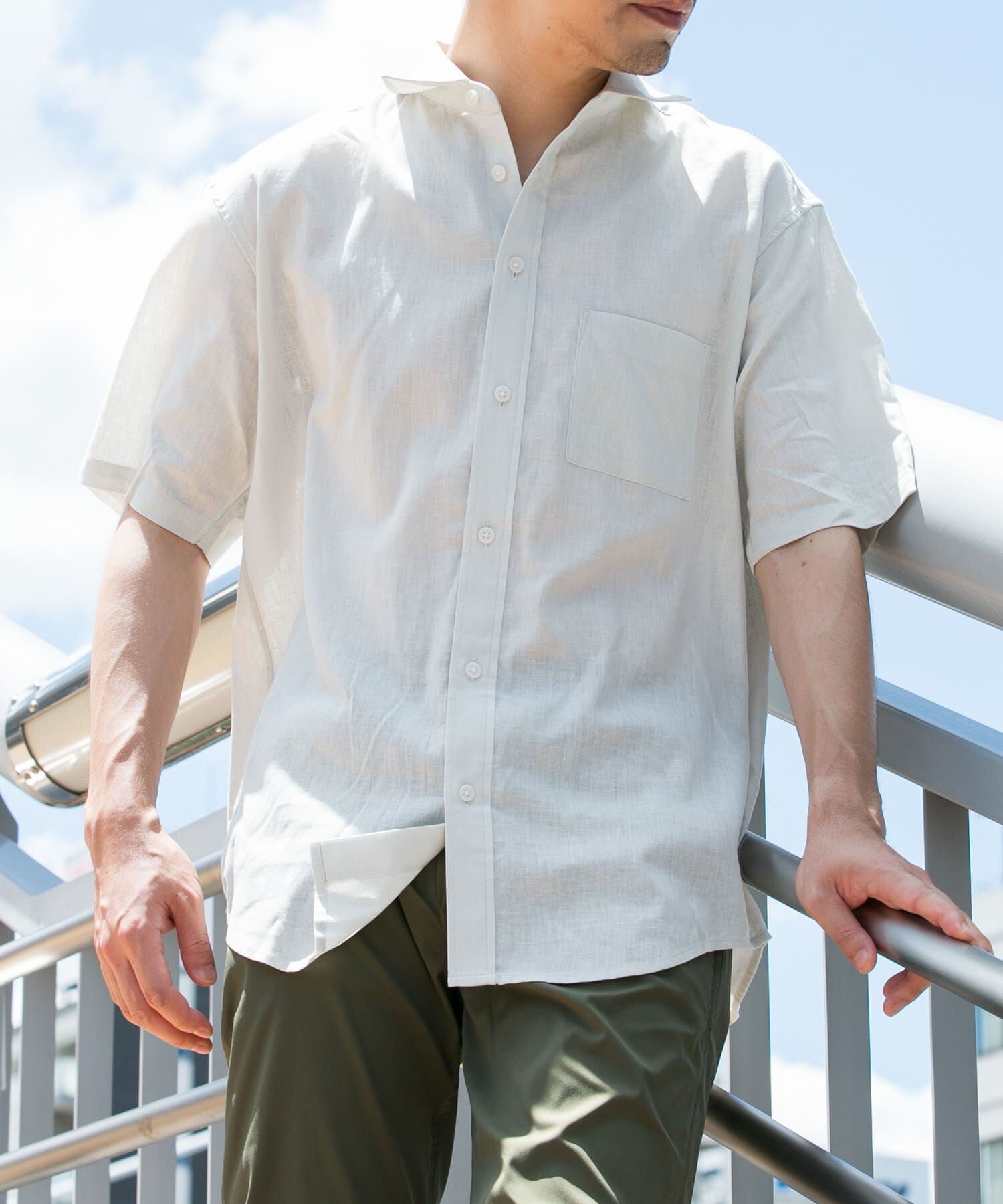 URBAN RESEARCH ROSSO「『XLサイズあり』リラックスコットンリネンレギュラーカラー半袖シャツ」|シャツ・ブラウス|