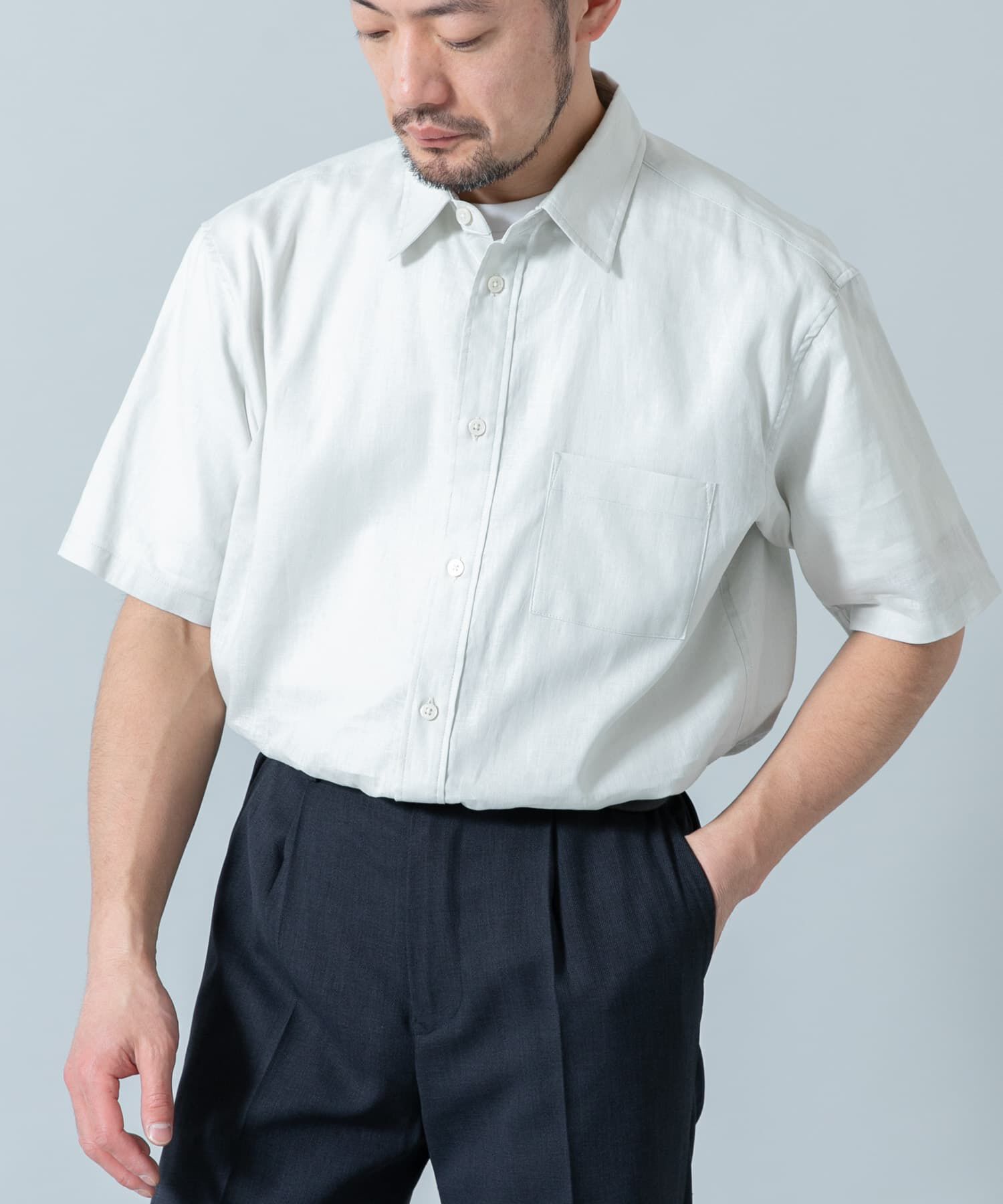 URBAN RESEARCH ROSSO「『XLサイズあり』リラックスコットンリネンレギュラーカラー半袖シャツ」|シャツ・ブラウス|