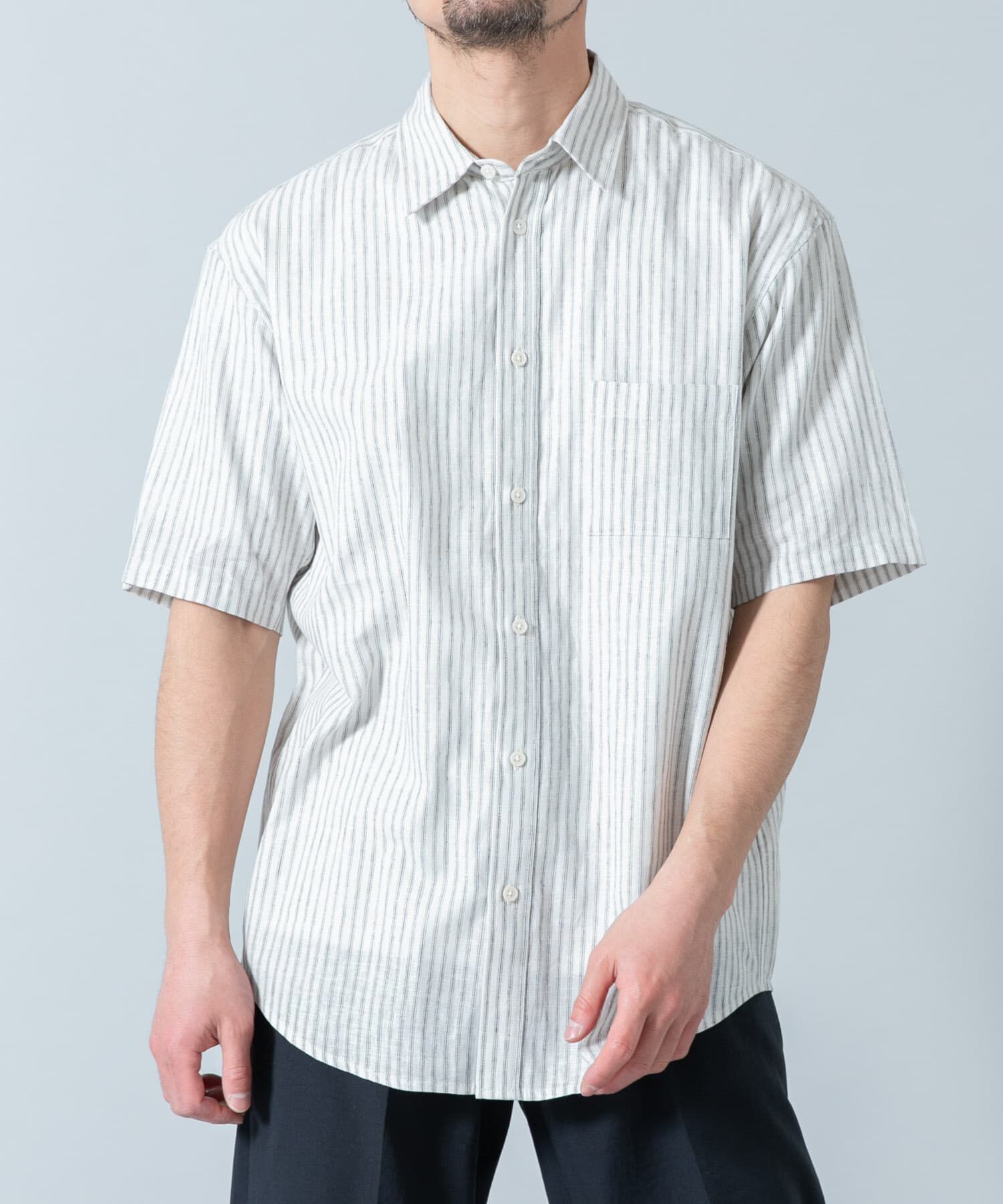 URBAN RESEARCH ROSSO「『XLサイズあり』リラックスコットンリネンレギュラーカラー半袖シャツ」|シャツ・ブラウス|