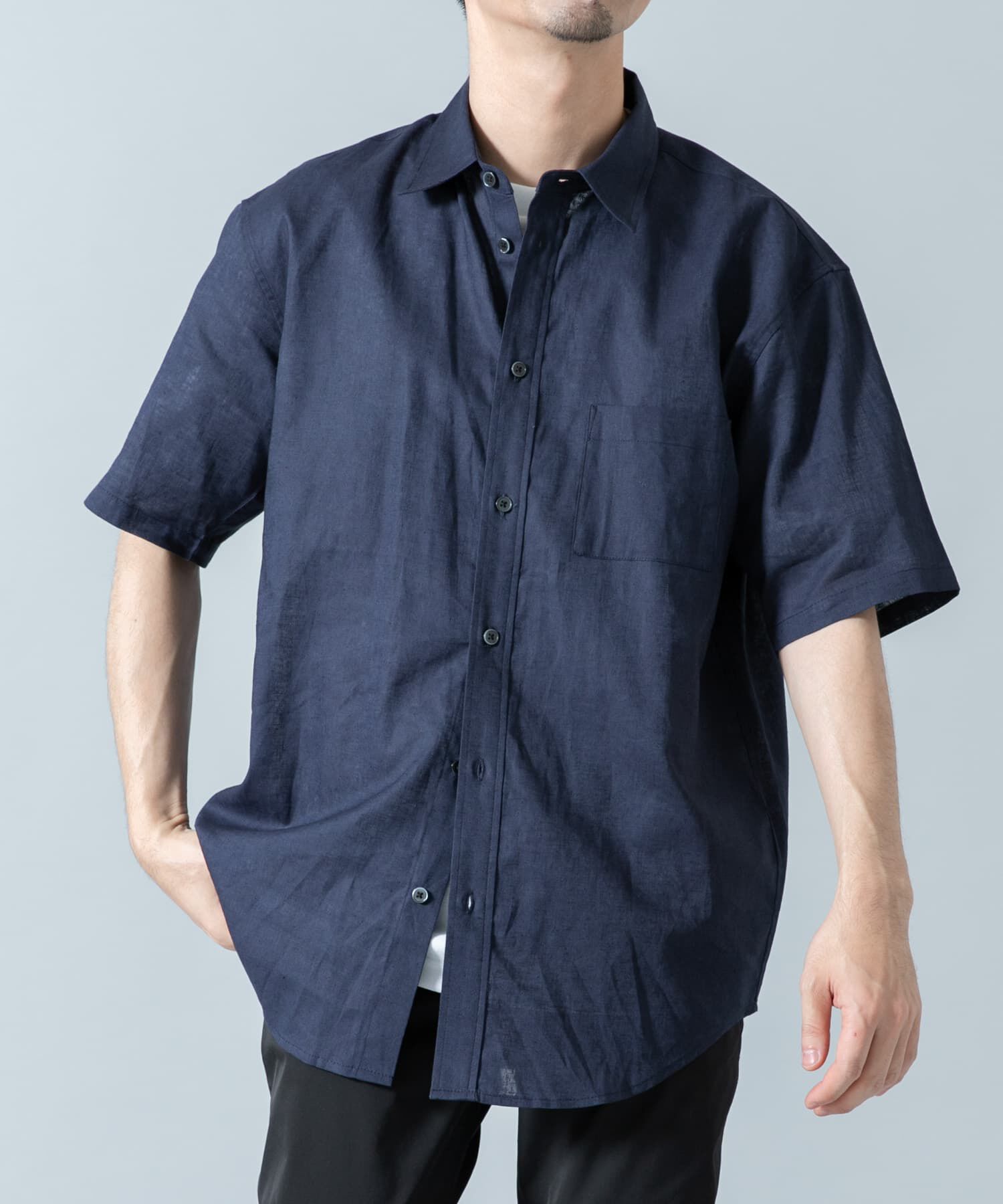 URBAN RESEARCH ROSSO「『XLサイズあり』リラックスコットンリネンレギュラーカラー半袖シャツ」|シャツ・ブラウス|