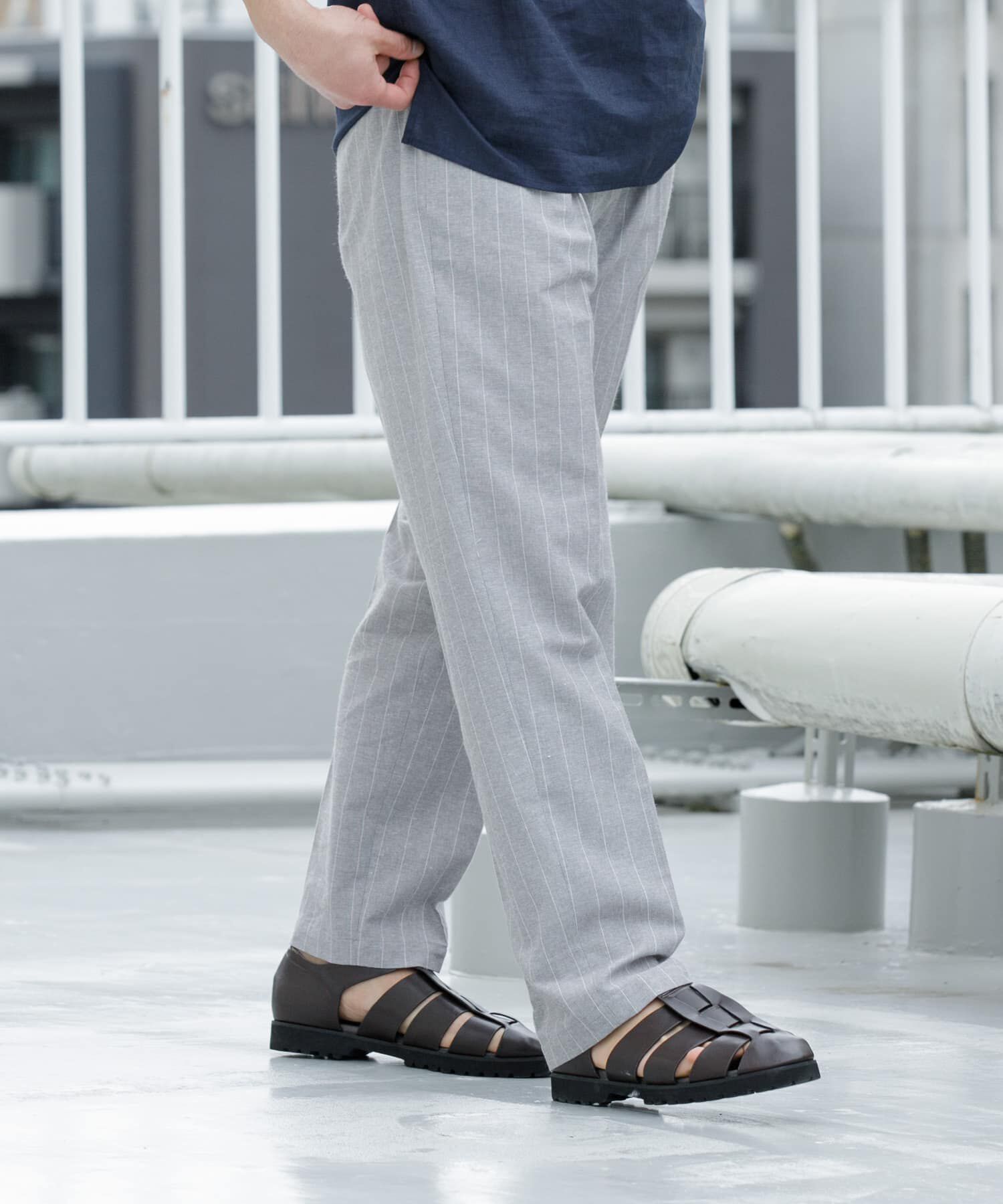 URBAN RESEARCH ROSSO「『WEB限定』綿麻ストライプリラックステーパードパンツ」|その他|