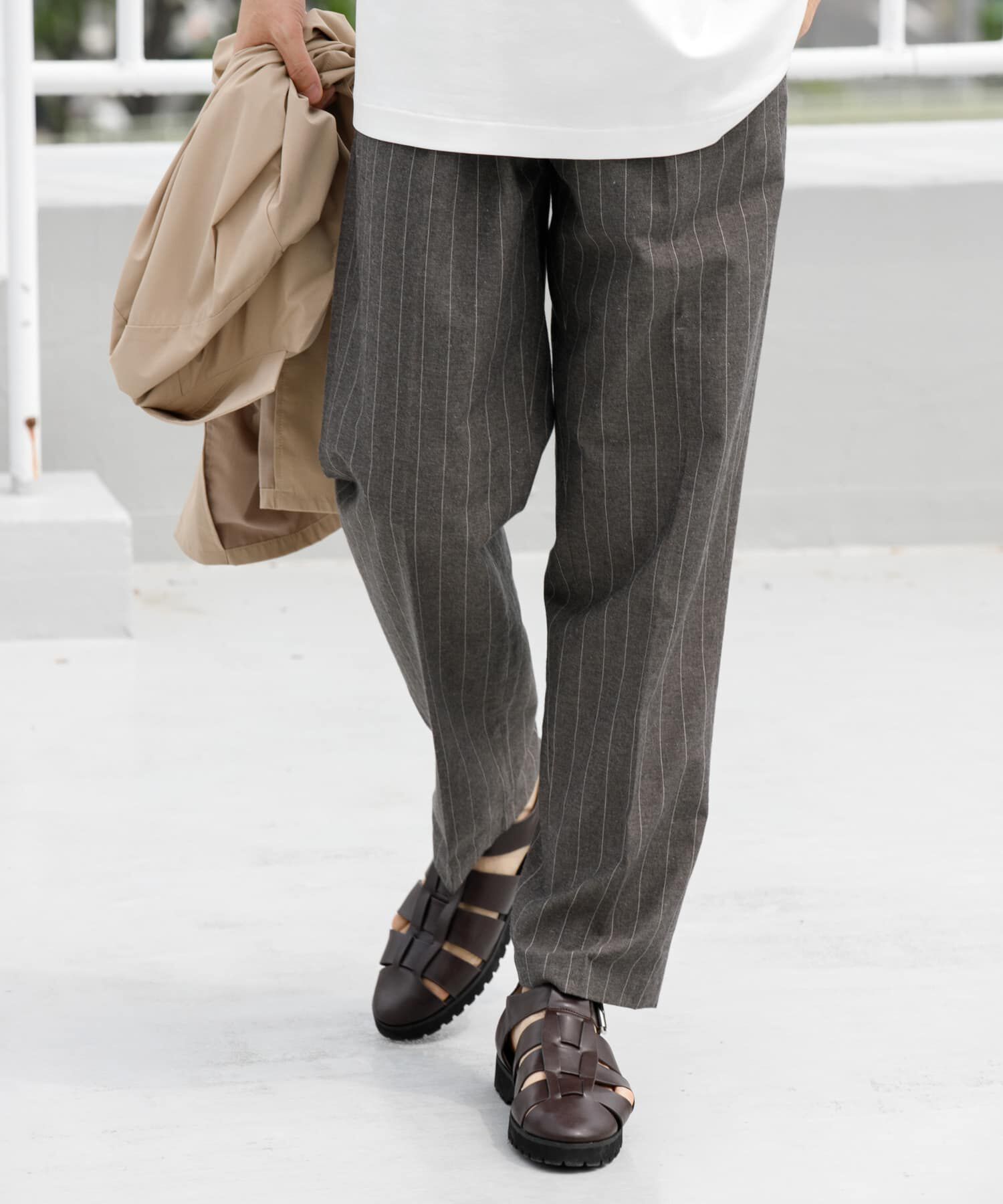 URBAN RESEARCH ROSSO「『WEB限定』綿麻ストライプリラックステーパードパンツ」|その他|