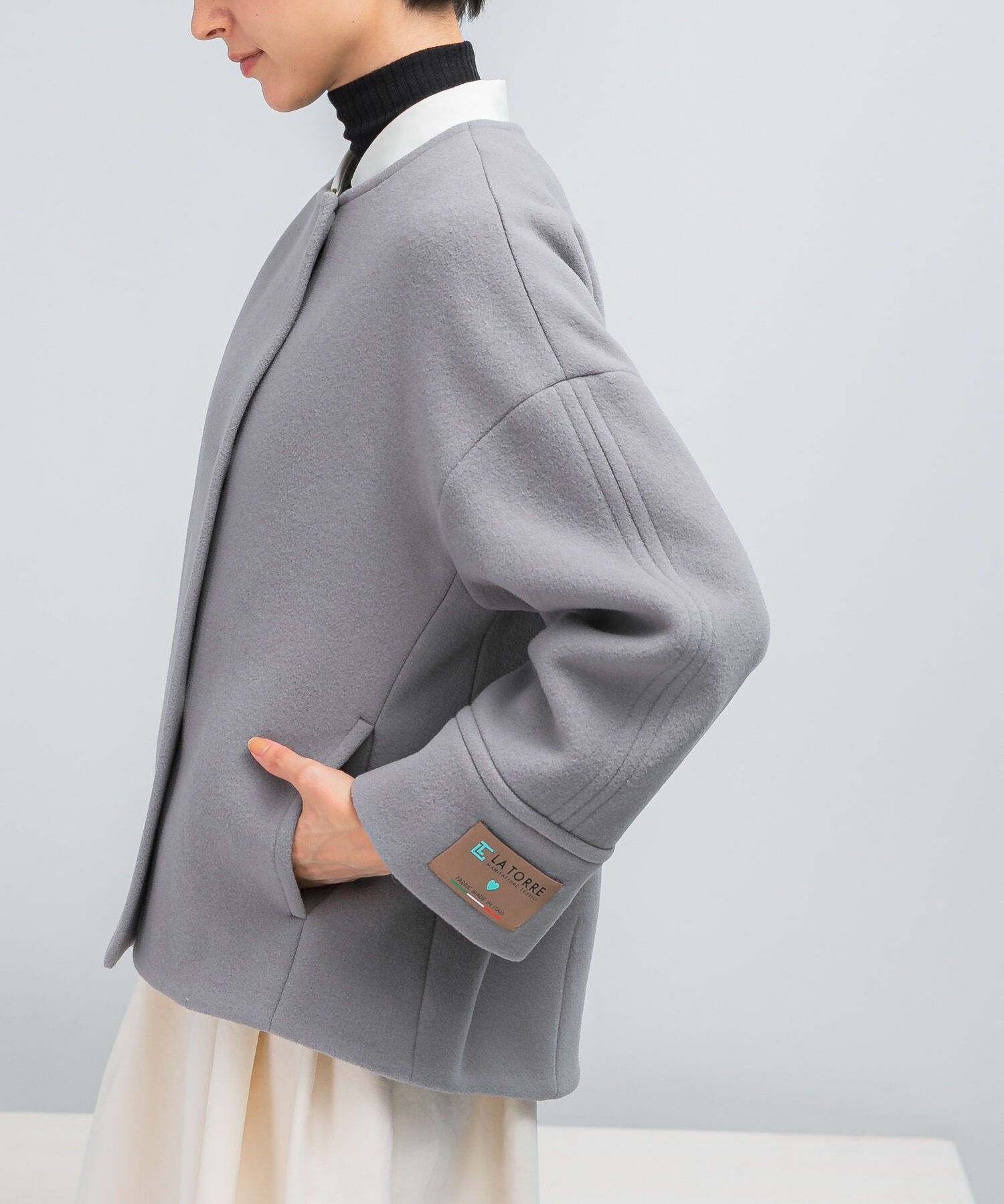 URBAN RESEARCH ROSSO「LA TORREショートノーカラーコート」|ノーカラーコート|