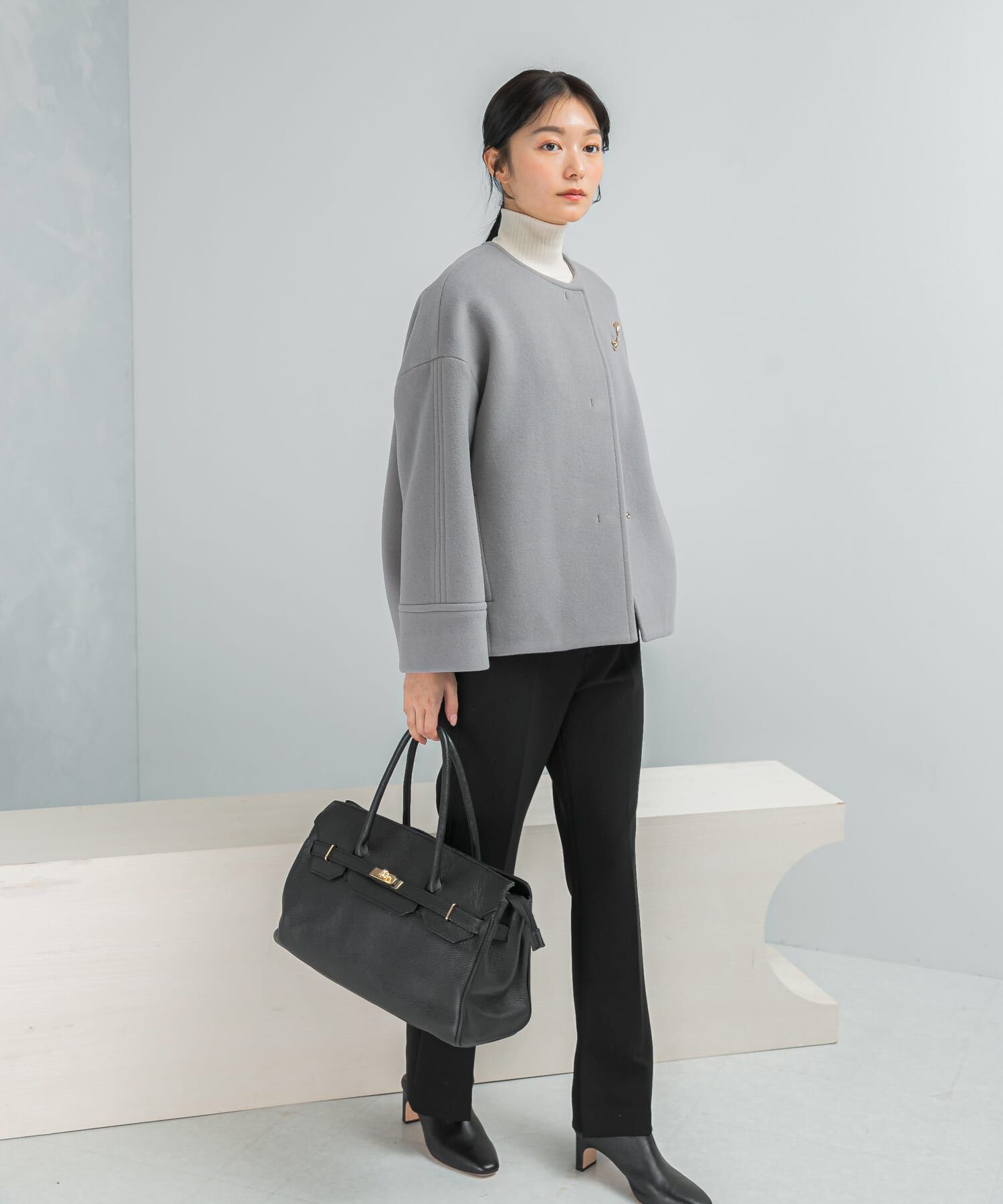 URBAN RESEARCH ROSSO「LA TORREショートノーカラーコート」|ノーカラーコート|